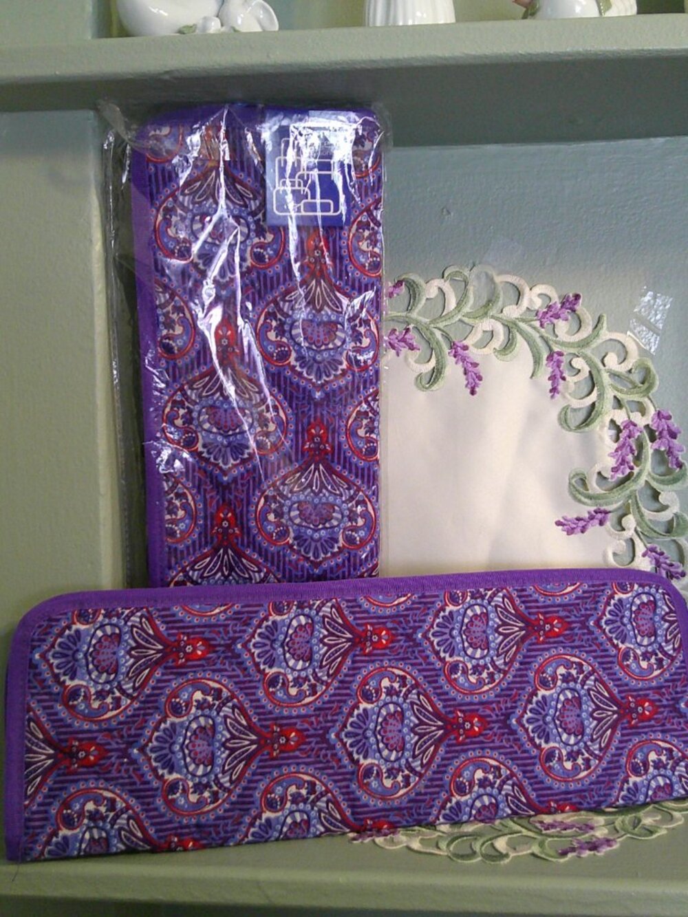 NWT Sierra Pacific Crafts Quilted Knitting Needle Case Purple Red ~ Set of 2